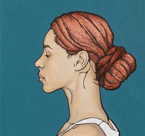 Marcin Lenczowski Lenczys Portret kobiety, miedziana farba, obraz na płótnie
