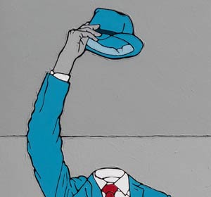 Niebieski garnitur i kapelusz